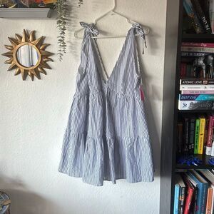 Beginning Boutique Size 12 Blue and white striped V neck dress